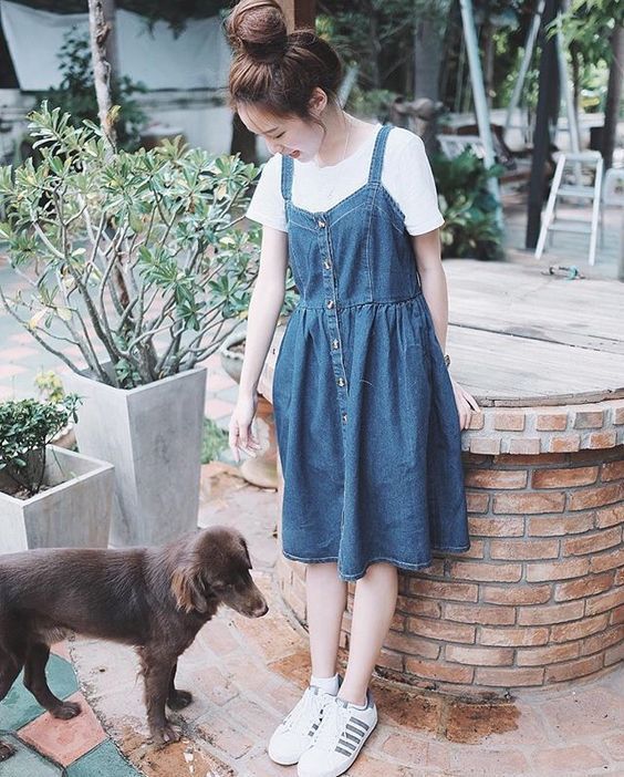 藍白穿搭　優雅 